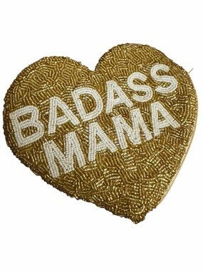 Tiana New York "Badass Mama" gold hand Beaded Heart Coin Purse